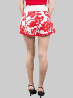 SHORTS A VITA ALTA IN LINO E COTONE A FANTASIA CON CINTURA IN VITA