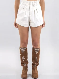 SHORTS BIANCHI VALENTINA IN ECOPELLE A VITA ALTA