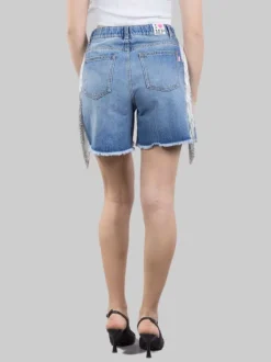 SHORTS IN DENIM CARLIE CON FRANGE IN PERLINE