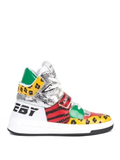 SNEAKER ALTE BASKET IN PELLE CON DETTAGLI ANIMALIER MULTICOLOR