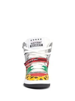 SNEAKER ALTE BASKET IN PELLE CON DETTAGLI ANIMALIER MULTICOLOR