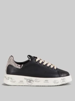 SNEAKER BELLE IN PELLE LISCIA NERA CON SPOILER EFFETTO SNAKE
