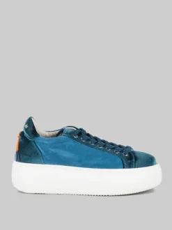 SNEAKER BOLLA IN CAMOSCIO E TESSUTO TURCHESE