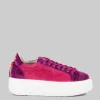 SNEAKER BOLLA IN CAMOSCIO E TESSUTO VIOLA E ROSA SHOCKING