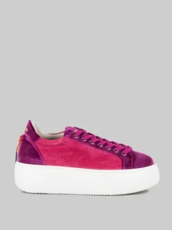 SNEAKER BOLLA IN CAMOSCIO E TESSUTO VIOLA E ROSA SHOCKING