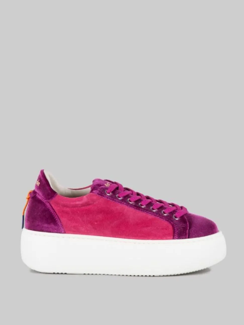 SNEAKER BOLLA IN CAMOSCIO E TESSUTO VIOLA E ROSA SHOCKING