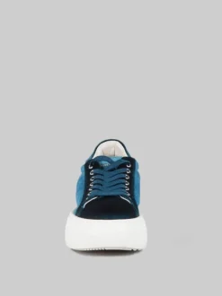SNEAKER BOLLA IN CAMOSCIO E TESSUTO TURCHESE