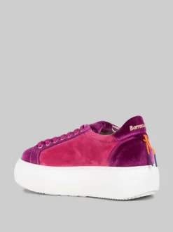 SNEAKER BOLLA IN CAMOSCIO E TESSUTO VIOLA E ROSA SHOCKING