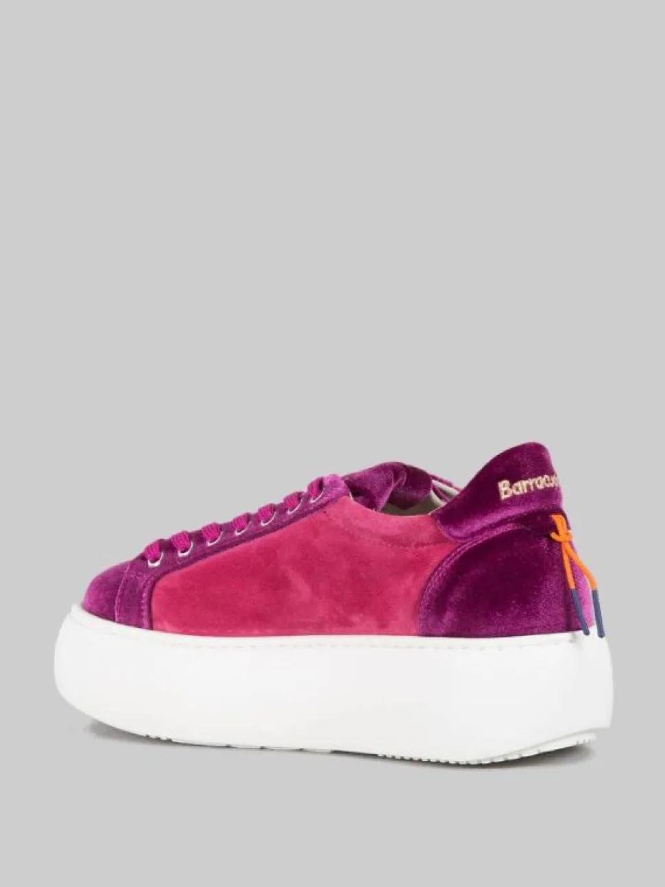 SNEAKER BOLLA IN CAMOSCIO E TESSUTO VIOLA E ROSA SHOCKING
