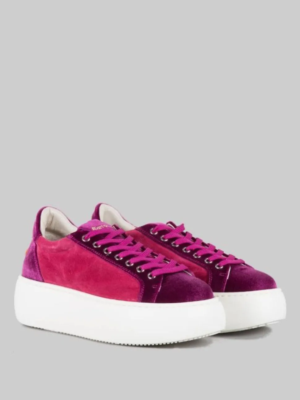 SNEAKER BOLLA IN CAMOSCIO E TESSUTO VIOLA E ROSA SHOCKING