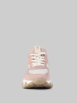 SNEAKER HYPERACTIVE ROSA, BEIGE E AZZURRO IN PELLE SCAMOSCIATA E TELA TECNICA