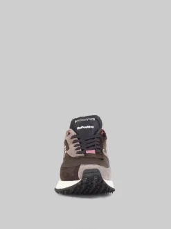 SNEAKER IN PELLE E TESSUTO REALIZZATA A MANO