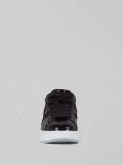 SNEAKER IN PELLE LUCIDA CON DETTAGLI VELVET ANIMALIER