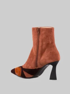 STIVALETTI IN PELLE SCAMOSCIATA CON INSERTI IN VELOUR