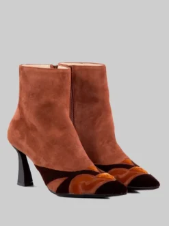 STIVALETTI IN PELLE SCAMOSCIATA CON INSERTI IN VELOUR