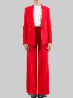 TAILLEUR ROSSO CON GIACCA DOPPIOPETTO E PANTALONI FLARE