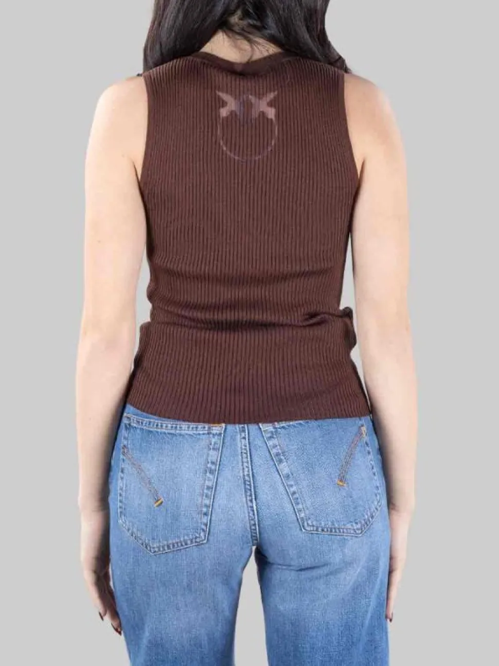 TOP AGRIMONIO MARRONE CON LOGO TRASPARENTE