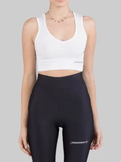 TOP CORTO BIANCO SENZA MANICHE CON SCOLLATURA A V
