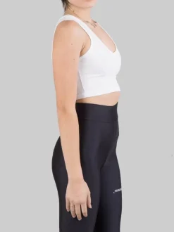 TOP CORTO BIANCO SENZA MANICHE CON SCOLLATURA A V
