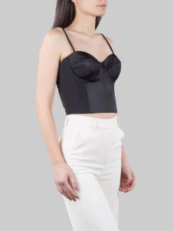 TOP NERO MODELLO BUSTIER CON STRINGHE POSTERIORI