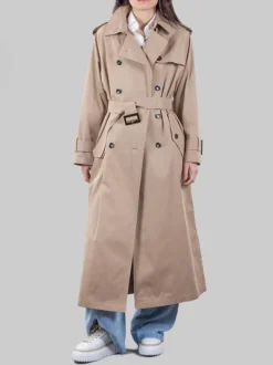 TRENCH BEIGE IN COTONE CON CINTURA IN VITA
