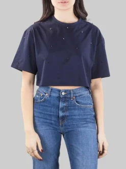 T-SHIRT CORTA BLU CON PUNTI LUCE