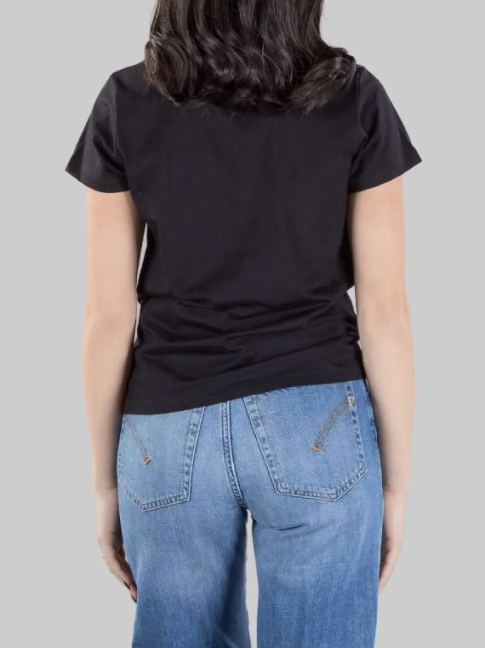 T-SHIRT TURBATO NERA CON LOGO IN STRASS E PERLINE
